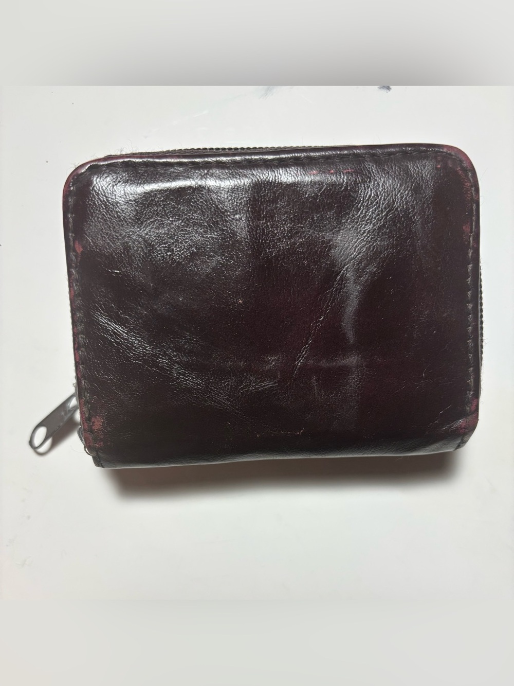Men's Leather Zip Wallet - Dark Burgundy
